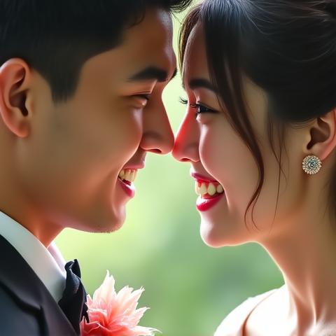 笑顔の結婚式カップル