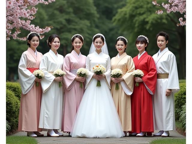 日本の伝統的な結婚式の集合写真
